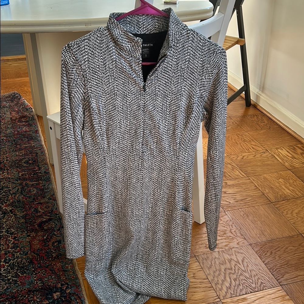 Athleta Gray Sheath Dress with Long Sleeves and Mock Neck